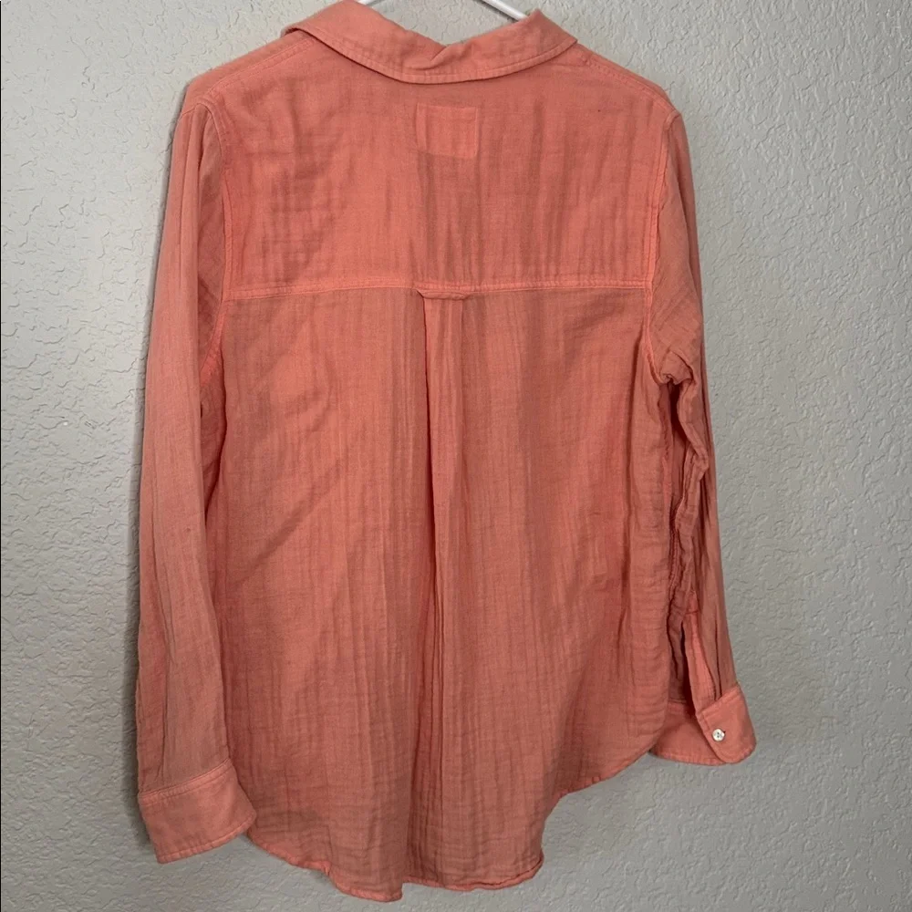 Rails Ellis Button Down Top Peach Size Small Organic Cotton Gauze - Picture 6 of 6